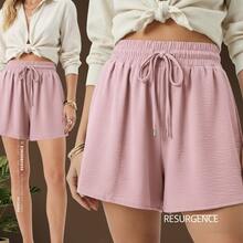 Women's Loose-Fit Baby Pink Shorts With High Waist, Elastic Waist, Comfortable, Duna Fabric, Casual, Chic, Everyday, Lightweight, Basic, Blogger Style, Knit Fabric, Faux Drawstring, Women's Fashion, Home, Beach, Vacation, Diary, Brunch, Travel, Spring, Summer - 淺粉色 - 查看 5