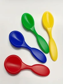 一套复活节彩蛋勺趣味运动平衡蛋勺套装，混合色PVC材质，通用平衡蛋赛跑游戏，适合复活节和独立日，一套非常适合家庭户外活动和派对娱乐。