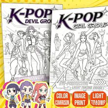 1本《女巫猎人》团体涂色书，KPOP动漫周边，素描本，儿童涂色书