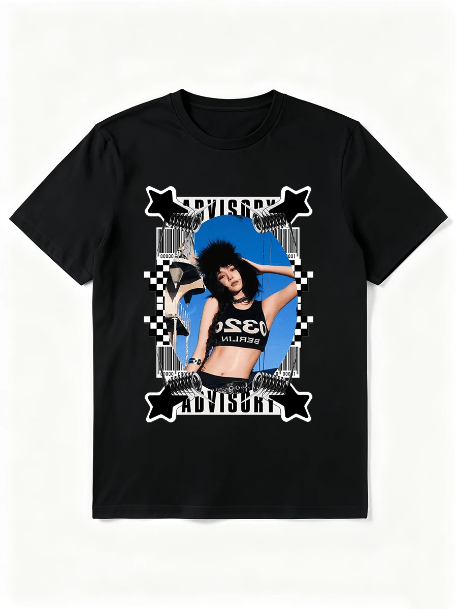 KARINA Aespa Whiplash Unstoppable Speed Camiseta deportiva de manga corta con cuello redondo y estampado para hombres - Negro - Ver 1