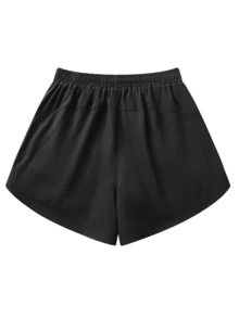 2条/套（二合一）女士运动短裤 | 速干涤纶和氨纶混纺面料 | 透气轻盈 | 可调节抽绳腰带 | 适合健身和休闲穿着 | 可机洗 | 四季皆宜，舒适运动休闲服饰 | 功能性设计短裤 | 可调节舒适短裤 | 适合健身房、瑜伽、跑步等运动