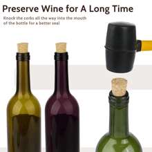 3-Pack Natural Cork Stoppers, Tapered Wine Bottle Plugs - Replaceable, Leak-Proof, Ideal For Winemaking And DIY Crafts - 棕色 - 查看 5