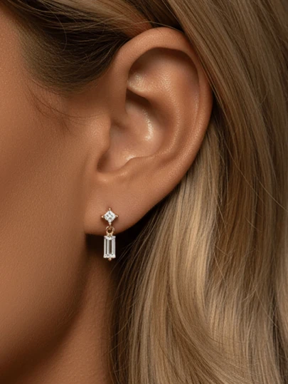 1pc Sparkling Mixed Chain Pendant Cubic Zirconia Teardrop Earrings, Women's Party Gift, 925 Sterling Silver, Cool Creative Design, Charming Exquisite Jewelry