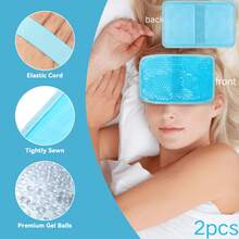 2个装可重复使用的凝胶冰袋，带绑带，双面设计（PVC和柔软布料），缓解肿胀、智齿疼痛、颞下颌关节紊乱和运动后恢复的不适和冷敷，适用于膝盖、肩膀、脚部、背部、脚踝、颈部、臀部、肘部、智齿等部位的冷敷，爱的礼物 - 彩色 - 查看 9
