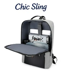 防水时尚休闲USB接口男士背包 - 黑色 - 查看 3