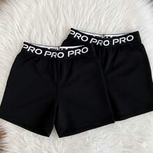 Women's Pro Gym Shorts, High Waist With Zero-Transparency Tape - 2條黑色短褲 - 查看 1