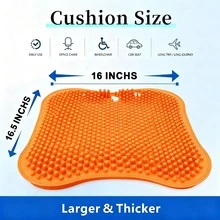 Orange Double-Layer Thick Gel Seat Cushion, Column-Shaped Breathable Anti-Slip Cover, Pressure Dispersion Design, Suitable For Office And Car Wheelchair Elastic Furniture Protection Cover - Orange - View 5