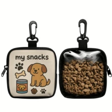 1pc Cute Dog Print Dog Treat Bag With Hook And Zipper, Dog Training Pouch, Portable Dog Snack Bag - Multicolor - View 1