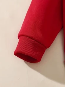 纯色套头卫衣，可爱Y2K风格女式卫衣，秋季返校季女装，落肩长袖休闲女式卫衣，2025新款秋季女装，冬季女装 - 紅色 - 查看 5