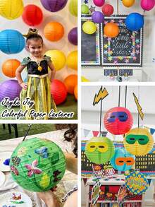 Bộ 15 chiếc đèn lồng giấy nhiều màu sắc, thích hợp để trang trí tiệc sinh nhật, đồ trang trí treo lễ hội, trang trí sự kiện tại nhà, đèn lồng giấy nhiều màu. - Nhiều màu - Xem 5