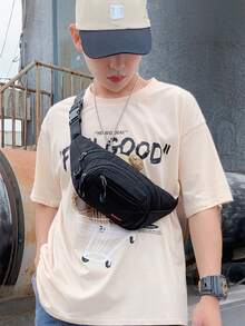 Unisex Casual Waterproof Waist Bag, Lightweight Nylon Material, Adjustable Shoulder Strap, Zipper Closure, Polyester Lining, Hand Wash Recommended, Large Capacity, Suitable For Business, Sports And Vacation Occasions