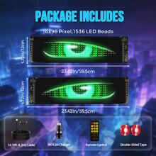2 Piezas Pantalla flexible LED para parabrisas de automóviles, con ojos de demonio parpadeantes animados, pantalla LED suave programable mediante aplicación - 2 piezas - 12*59,5 cm - Ver 10