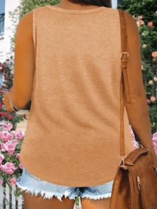 Imily Bela Plus Size Tank Tops For Women Summer Sleeveless Scoop Neck T-Shirts Tops Casual Tees Tunics Shirts - 鏽棕色 - 查看 2