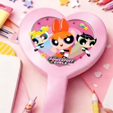 飞天小女警系列 3D 手持镜 心形化妆镜 带手柄 SPA沙龙便携式化妆镜 礼品 - 粉色 - 查看 3