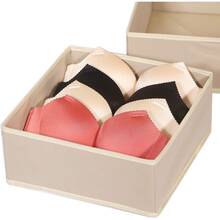 1/4/6pcs Collapsible Underwear Organizer With Zipper, Suitable For Closet Drawers To Organize Underwear, Socks, Belts, Ties And Other Miscellaneous Items - Khaki - View 3