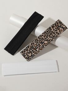 3pcs Women Leopard Print Sports Headbands, Elastic Sweat-Absorbent Casual Hair Accessories For Daily Wear Women Sweatband Casual Hair Band Elegant Head Scarf - Multicolor - View 4