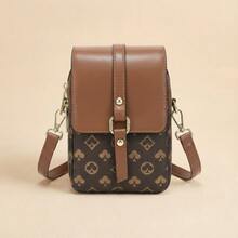 LEATVOOK New Fashion Classic Versatile PU Waterproof Fabric Shoulder Bag, Printed Design Metal Chain Decoration Design French Baguette Bag, Women's Shoulder Bag Suitable For Shopping. Commuting, Travel Use, Best Mother's Day And Valentine's Day Gifts - 棕色 - 查看 7
