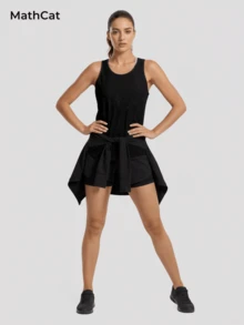 MathCat Women's Workout Tanks Cloudweight Open Back Workout Lightweight Athletic Gym Tank Soft Running Sleeveless Shirts - 黑色 - 查看 8