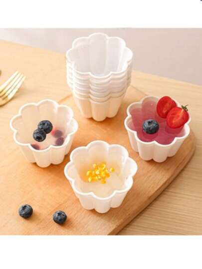 4/8pcs Flower Shaped Mousse Mold, 3D PP Mini Cupcake Molds, Non-Stick Dessert Baking Molds For Pudding, Jelly, Pancake And Cake, Durable Kitchen Cake Decorating Tools, Reusable Baking Accessories For Making Creative Desserts, Ideal For Parties, Weddings And Special Occasions