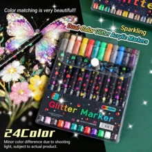 24-96 Color Double Head Double Color Gel Pen, Children's Acrylic Fluorescent Drawing Pen, Suitable For Manual Bookkeeping, Painting Art Supplies - Multicolor - View 14