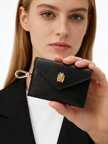 Michael Kors 小巧翻盖真皮手拿包，时尚百搭新款日常零钱包 - 黑色 - 查看 2