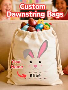Customized Tote Bag, Personalized Children's Gifts, Children's Gifts, Name Tote Bag, Modern Name, Children's Bags, Easter, Rabbit, Spring, Easter Eggs, Easter Baskets, Customized Gift Bags, Letter Gift Bags, Customized Easter Bags, Easter Bags, Easter Tote Bags, Children's Easter Bags, Easter Egg Hunt Bags, Boys' Easter Gift Bags, Girls' Easter Gift Bags, Rabbit Gift Bags, Customized Easter Gifts - Multicolor - View 1