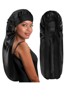 1件新款女士真丝睡帽，缎面睡帽带头带，适合编发，加长款真丝睡帽，女士专用。 - 彩色 - 查看 2