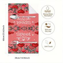 2/4/48条装情人节厨房毛巾，浪漫心形玫瑰图案涤纶洗碗布，吸水性强，柔软耐用，适合日常厨房清洁，营造情人节氛围，实用又美观的家居用品，情人节及婚礼装饰，多用途清洁毛巾 - 彩色 - 查看 12