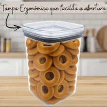 Kit Com 12 Potes Herméticos Porta Em Acrílico Cristal Empilhável Organizador De Mantimentos - Transparente - Visão 9