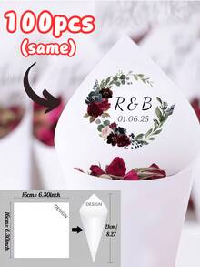 1/10/30/50/100pcs Customizable Confetti Cone Template - Printable Wedding Toss Cones For Rice, Petals, Confetti, DIY Wedding Recessional Decor, Valentine's Day Gift, Wedding Gift, Wedding Accessories, Bridesmaid Gift, Christmas Gift, Christmas Decor, Thanksgiving Gift, New Year Gift, Party Decor ,Forever Love, Personalized Wedding Favors - Multicolor - View 12