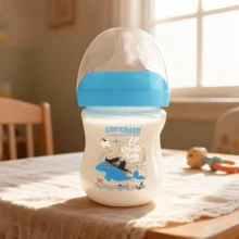 1个330毫升/260毫升/250毫升/150毫升PP材质婴儿奶瓶，弧形防摔易握设计，清晰刻度科学喂养，柔软硅胶奶嘴，可拆卸，适合新生儿礼物、圣诞礼物