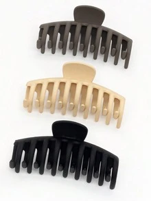 3pcs Matte Claw Hair Clips, Suitable For Everyday Use