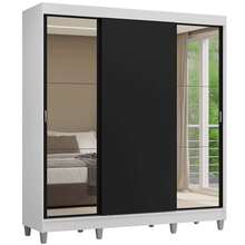 Ropero Madesa Reno 3 Puertas Corredizas Con Espejo y Pies BN - Blanco y Negro - Ver 2