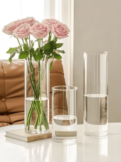 1 Stück/3 Stücke transparente Glas Hydrokultur Vase, romantische Dekoration für Valentinstag, minimalistisches Luxus Wohnaccessoire, geeignet für Wohnzimmer Auffrischung, Bürotisch Umgestaltung, Hochzeitsfeier Dekoration