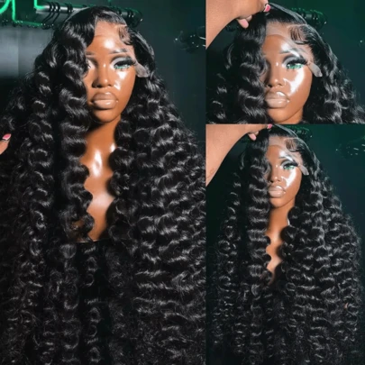 NATAN Luxurious 26-Inch Deep Wave Wig - High Temperature Fiber, 5*5 Lace Area, 130% Density - Unisex-Adult, Perfect For Everyday & Party Styles