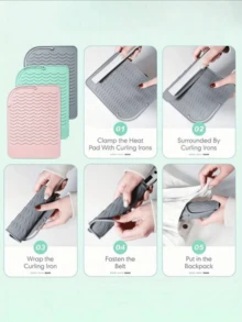 1 tấm lót cách nhiệt cho máy uốn tóc, tấm lót silicon chống trượt cho máy duỗi tóc và máy uốn tóc dạng thanh. - Nhiều màu - Xem 6