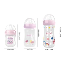 1个330毫升/260毫升/250毫升/150毫升PP材质婴儿奶瓶，弧形防摔易握设计，清晰刻度科学喂养，柔软硅胶奶嘴，可拆卸，适合新生儿礼物、圣诞礼物