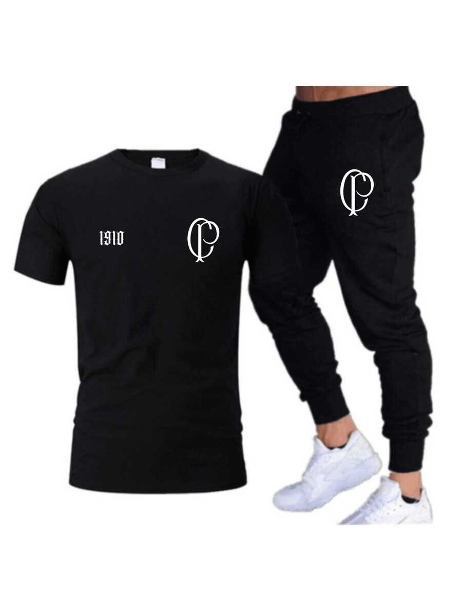 Kit Camiseta + Calça Moletom Corinthians Cp Timão Sccp Fiel Gaviões P9 Camisa 12 - Preto - Visão 1