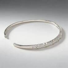 1pc 18K Gold Plated Copper Bracelet With Zirconia Stones, Elegant For Daily Wear And Parties - Multicolor - View 1