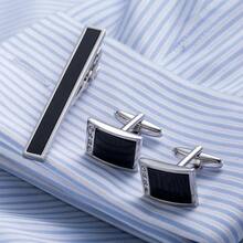 Mancuernillas Y Pisacorbata Para Boda Trabajo+caja De Regalo - Plateado - Ver 2