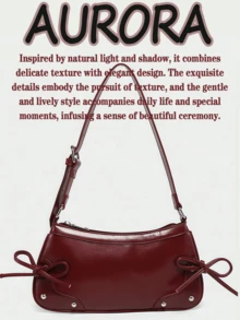 Elegant Bow - Decorated Underarm Shoulder Bag For Women, Chic & Versatile Style With Delicate Design, Cute And Practical Shoulder Bag Featuring Smooth Texture, Suitable For Daily Outings, Work Commutes And Casual Gatherings, Ideal As Valentine's Day, Thanksgiving, Halloween & Christmas Gift For Friends And Loved Ones - 彩色 - 查看 10