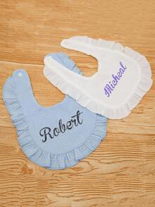 Customized Text Logo Simple Floral Baby Bibs, Perfect Gift For Newborns, Essential For New Parents - Multicolor - View 9