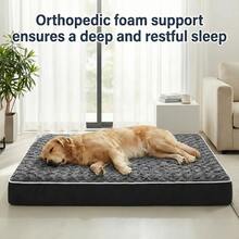 Grey Dog Bed For Large Dogs Large Orthopedic Dog Bed With Egg Crate Foam Support And Non-Slip Bottom, Waterproof And Machine Washable Removable Pet Bed Cover - 灰色 - 查看 5