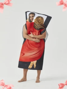 Adult Unisex Funny Hug Lover Jumpsuit, Suitable For Valentine's Day, Carnival, Halloween, Cosplay, Family Party