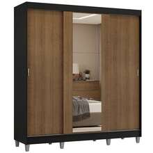 Ropero Madesa Reno 3 Puertas Corredizas Con Espejo y Pies NM - Negro y Marrón - Ver 2
