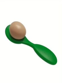 一套复活节彩蛋勺趣味运动平衡蛋勺套装，混合色PVC材质，通用平衡蛋赛跑游戏，适合复活节和独立日，一套非常适合家庭户外活动和派对娱乐。