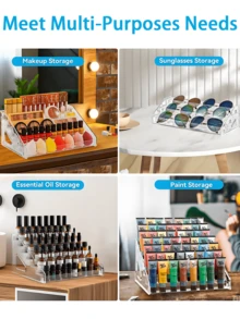 1Pc 7 Layers Nail Polish Storage Box, Makeup Organizer Cosmetics Storage, Detachable Multi-Layer Cosmetics Storage Rack, Oil Holder Cosmetic Display Case Sunglasses Eyewear Shelf Tray, Living Room Decor, Wedding Decoration, Back To School, Christmas - Multicolor - View 5
