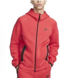 Nike Unisex Tech-Inspired Fleece Zip Hoodie & Jogger Outerwear For Men & Women Hoodi - Red Hoodie - 查看 11