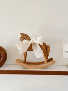 1pc Handcrafted Wooden Rocking Horse Decoration, Vintage Countryside Style With Ribbon, Desktop Ornament, Commemorative Gift For Friends, Home Decor, Unique Gift For Women - Multicolor - View 15
