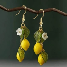 1 Pair Creative Fresh Sweet Cute Fruit Lemon Tassel Earrings, Fashion Personalized Party Jewelry Gift For Women - Yellow Gold - View 1
